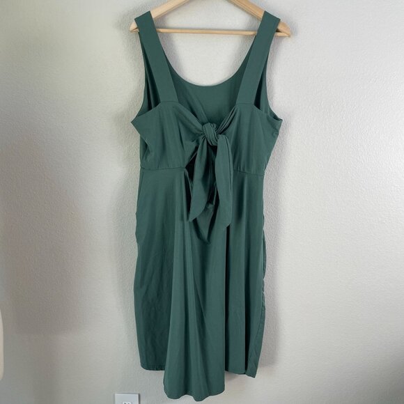 PACT Womens Plus XXL Dark Forest Fit Flare Tie Back Dress Organic Cotton Blend - Picture 11 of 12